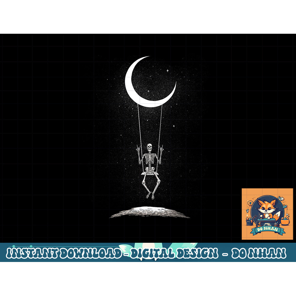 Rock On Skeleton Moon Band Tees - Rock And Roll Graphic Tees png, sublimation copy.jpg