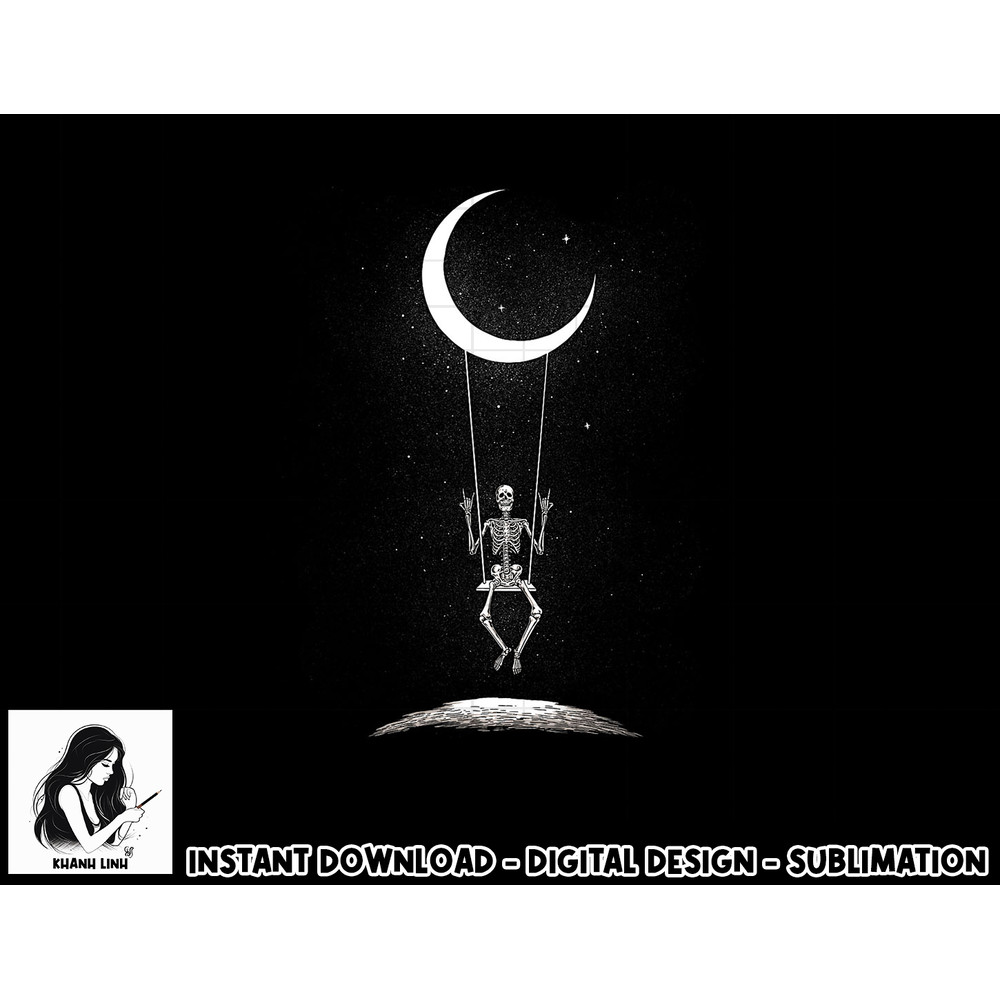 Rock On Skeleton Moon Band Tees - Rock And Roll Graphic Tees png, sublimation copy.jpg