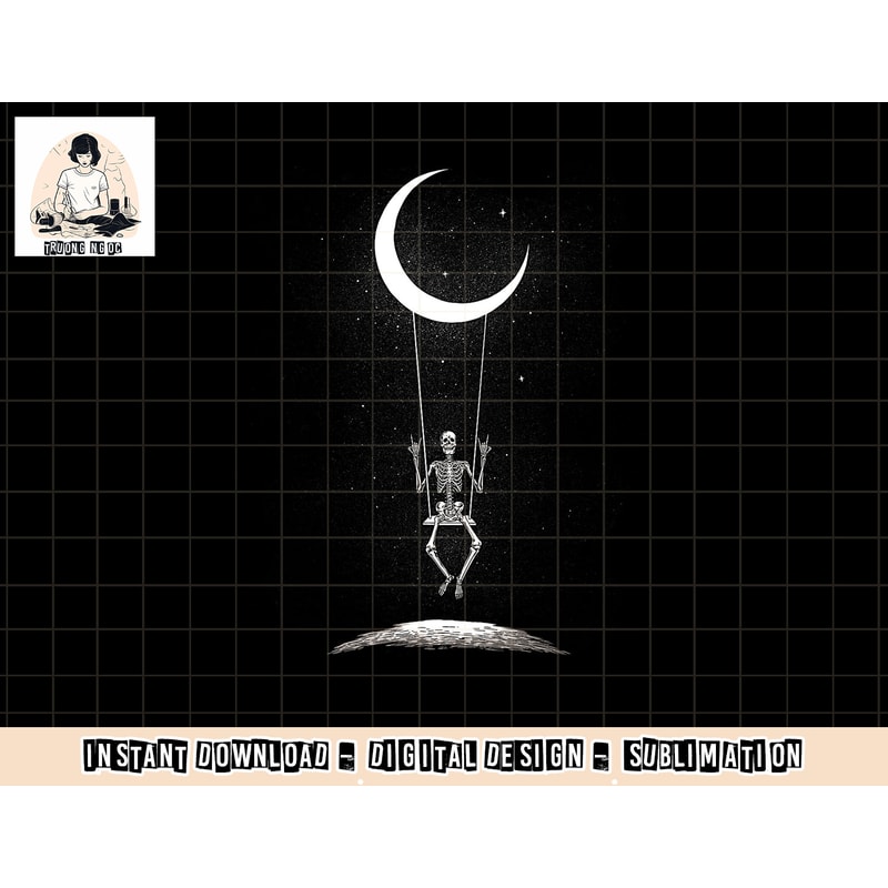 Rock On Skeleton Moon Band Tees - Rock And Roll Graphic Tees png, sublimation copy.jpg