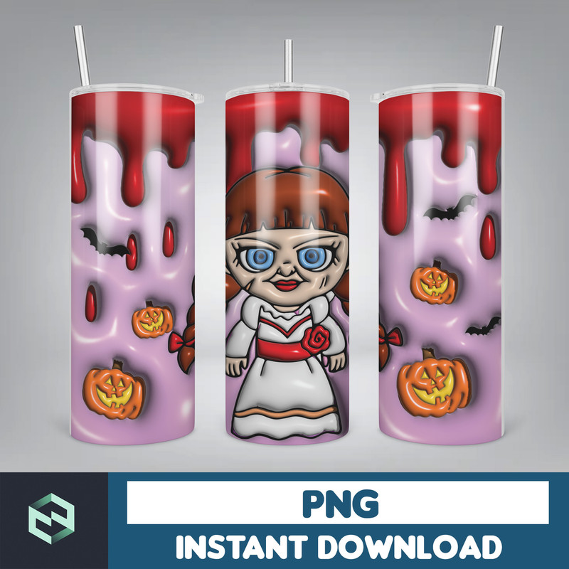 3D Inflated Horror Skinny Tumbler Sublimation Design, 3D Inflated Halloween 20oz Tumbler Design Png, Killers Tumbler Wrapped (3).jpg