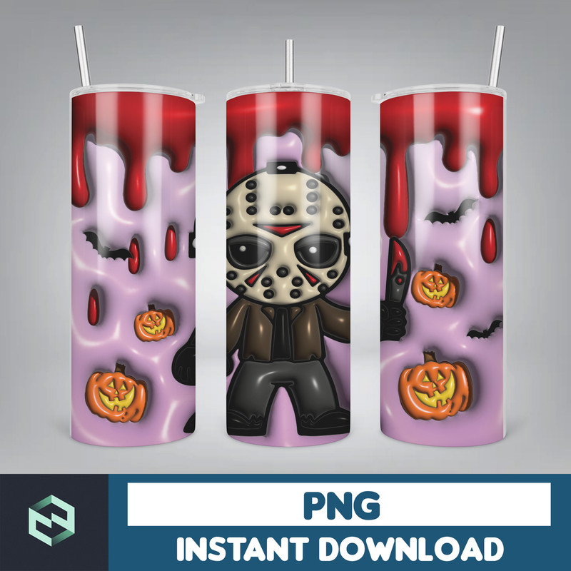 3D Inflated Horror Skinny Tumbler Sublimation Design, 3D Inflated Halloween 20oz Tumbler Design Png, Killers Tumbler Wrapped (4).jpg