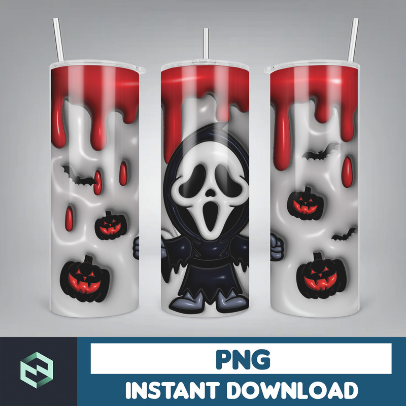 3D Inflated Horror Skinny Tumbler Sublimation Design, 3D Inflated Halloween 20oz Tumbler Design Png, Killers Tumbler Wrapped (5).jpg