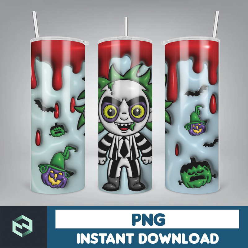 3D Inflated Horror Skinny Tumbler Sublimation Design, 3D Inflated Halloween 20oz Tumbler Design Png, Killers Tumbler Wrapped (7).jpg