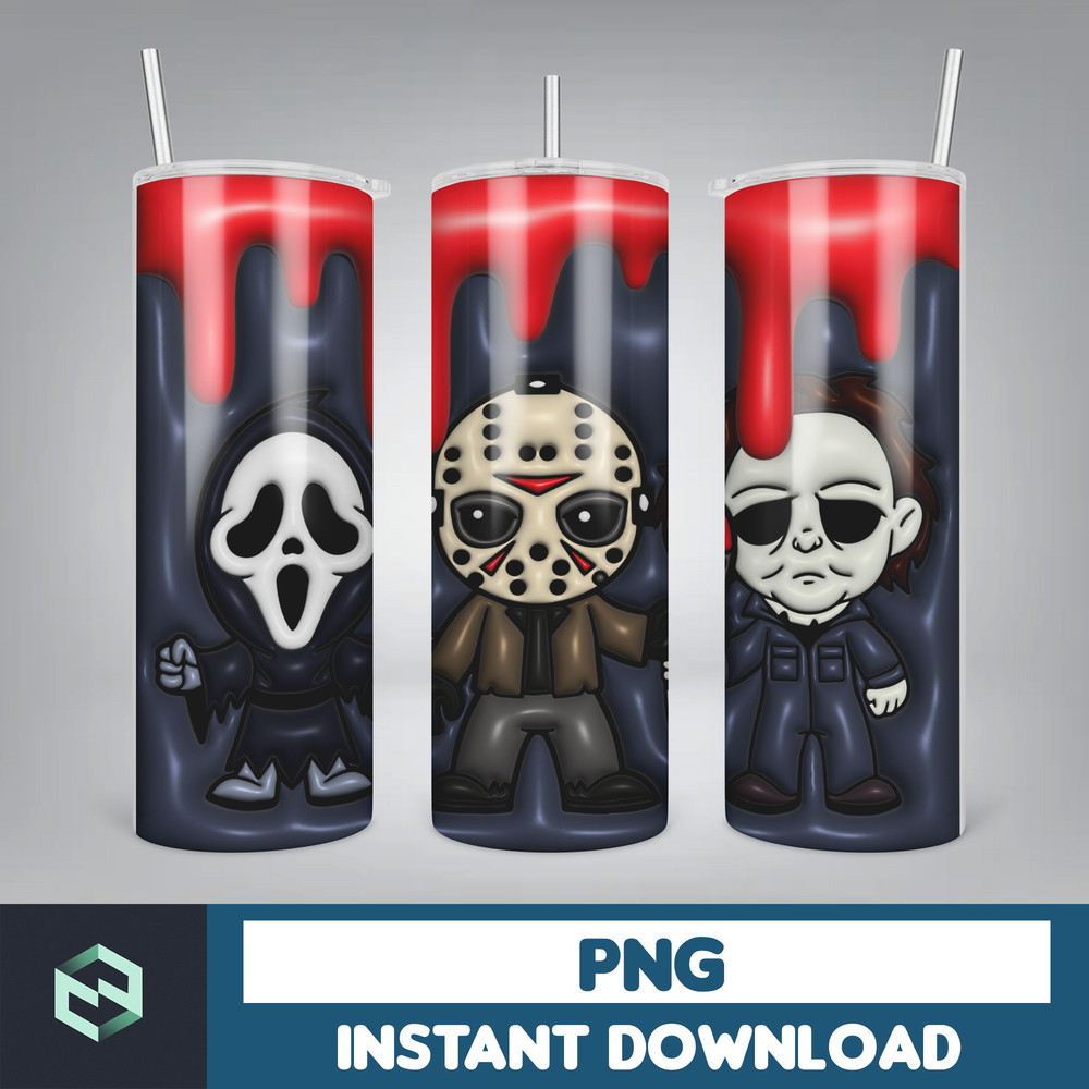 3D Inflated Puff Tumbler Wrap PNG, Horror Movies Tumbler Design, 20oz Tumbler Wrap, Digital Download (14).jpg