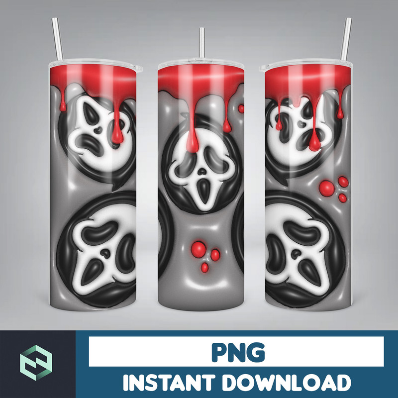 3D Inflated Puff Tumbler Wrap PNG, Horror Movies Tumbler Design, 20oz Tumbler Wrap, Digital Download (18).jpg