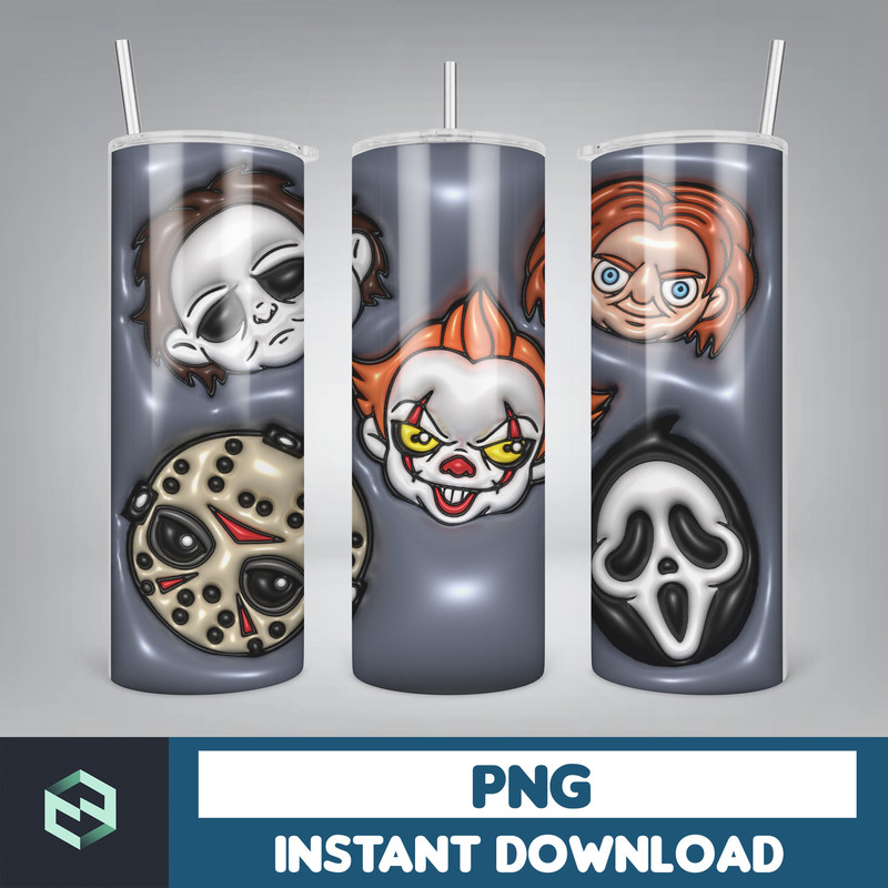 3D Inflated Puff Tumbler Wrap PNG, Horror Movies Tumbler Design, 20oz Tumbler Wrap, Digital Download (19).jpg