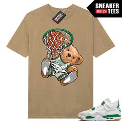 pine green 4s to match sneaker match tees tan 'dunkin bear'