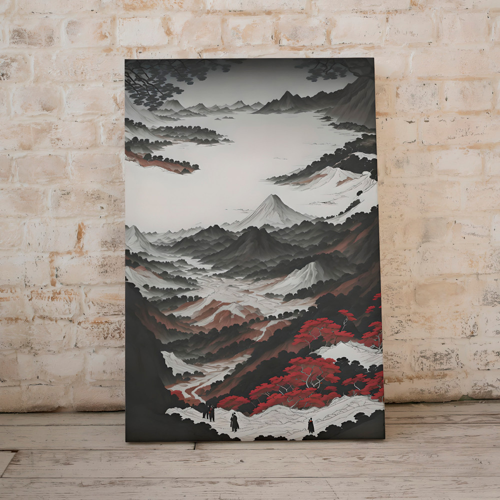 Ukiyo-eJapanesePaintingClimbing the MountainsArtDigitalPrintWhiteBlackRed.jpg