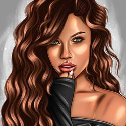 digital portrait girl brown hair long hair format ipeg png