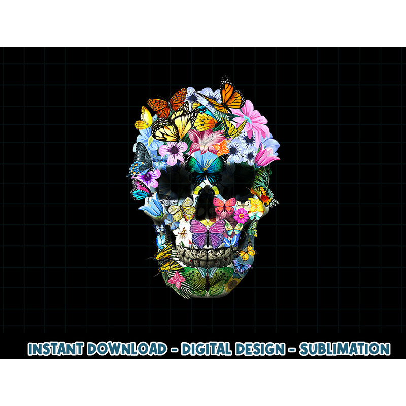 Skull Shirts for Women Floral Butterfly Skull Cool Halloween png, sublimation copy.jpg