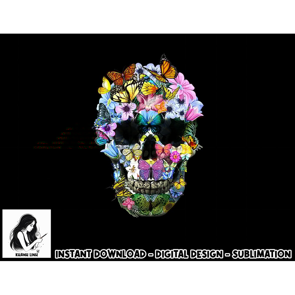 Skull Shirts for Women Floral Butterfly Skull Cool Halloween png, sublimation copy.jpg