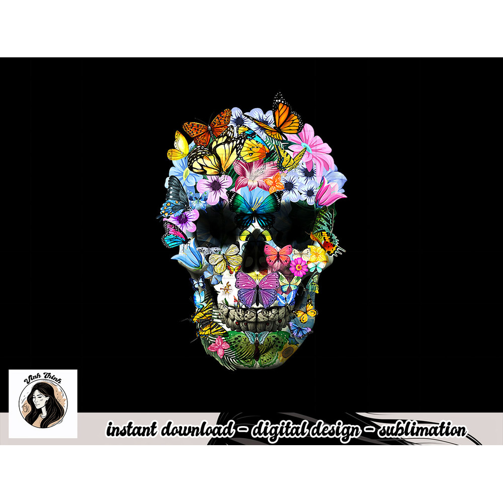 Skull Shirts for Women Floral Butterfly Skull Cool Halloween png, sublimation copy.jpg