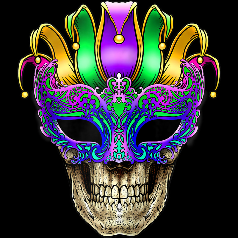 Mardi Gras Skull Mask New Orleans Louisiana (Back Design) Zip Hoodie.jpg