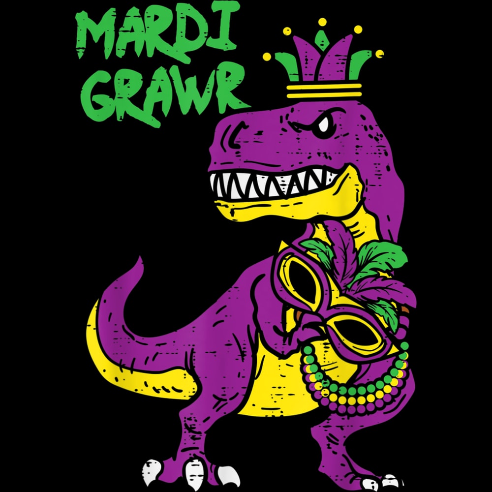 Mardi Grawr Jester Trex Dinosaur Cute Mardi Gras Boys Gift T-Shirt.jpg