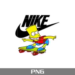 nike x bart skateboard png, nike logo png, bart simpson png, fashion brand png digital file