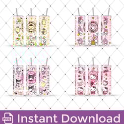 bundle 20 oz hello kitty tumbler wrap, hello kitty tumbler wrap, kawaii kitty tumbler, starbucks coffee, png download