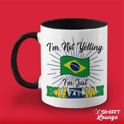 brazilian mug, brazil coffee cup, funny brazilian gift idea, present for husband, wife, family, tea mug, brazil flag, i'