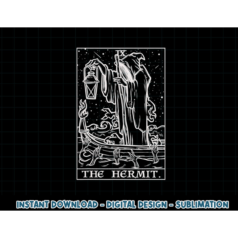 The Hermit Tarot Card Gothic Halloween Grim Reaper Occult png, sublimation copy.jpg
