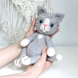 Crochet cat pattern PDF in English Kitten amigurumi stuffed toy DIY Plush toy crochet tutorial