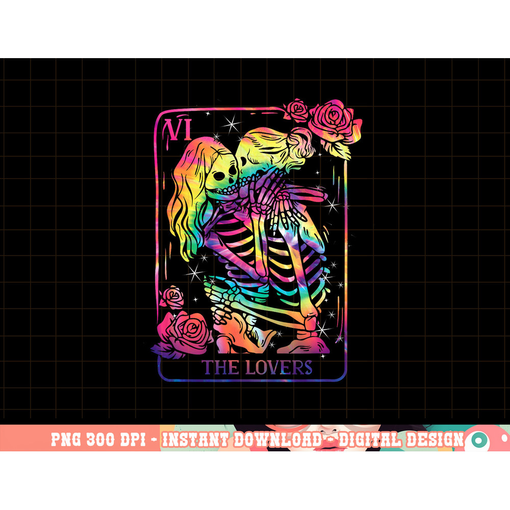 The Lovers Tarot Card Goth Tie Dye Kissing Lesbian Skeletons png, sublimation copy.jpg