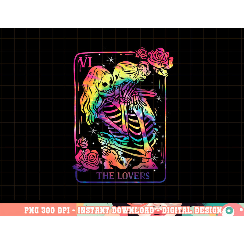 The Lovers Tarot Card Goth Tie Dye Kissing Lesbian Skeletons png, sublimation copy.jpg