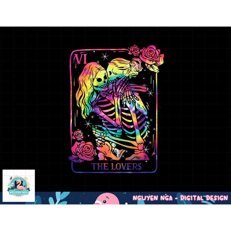 The Lovers Tarot Card Goth Tie Dye Kissing Lesbian Skeletons png, sublimation copy.jpg