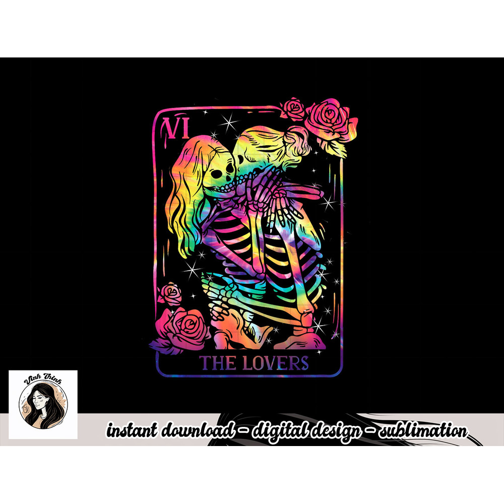 The Lovers Tarot Card Goth Tie Dye Kissing Lesbian Skeletons png, sublimation copy.jpg