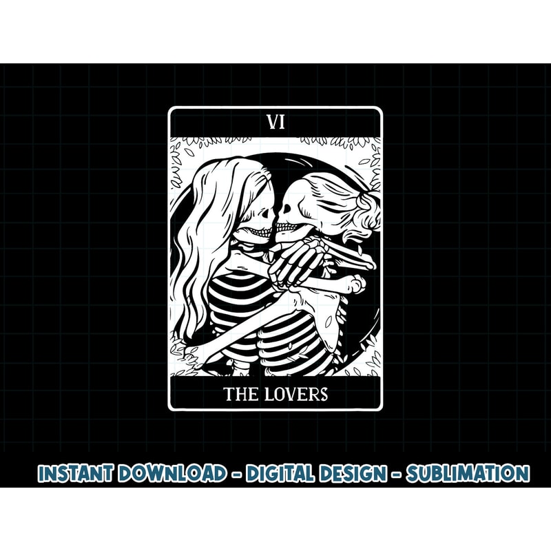 The Lovers Tarot Card Occult Goth Lesbian Skeleton Halloween png, sublimation copy.jpg