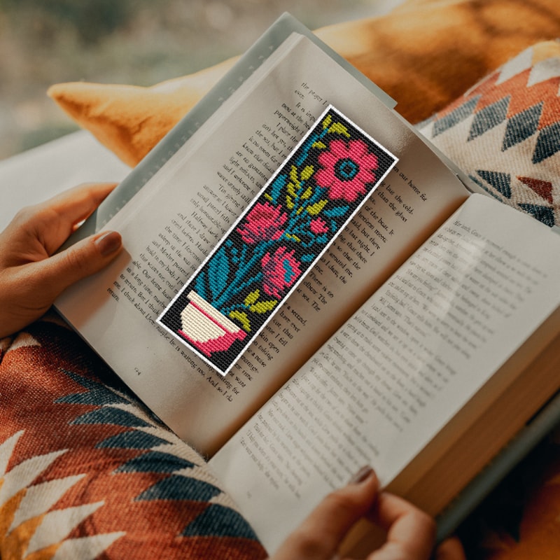 modern bookmark cross stitch pattern flowers