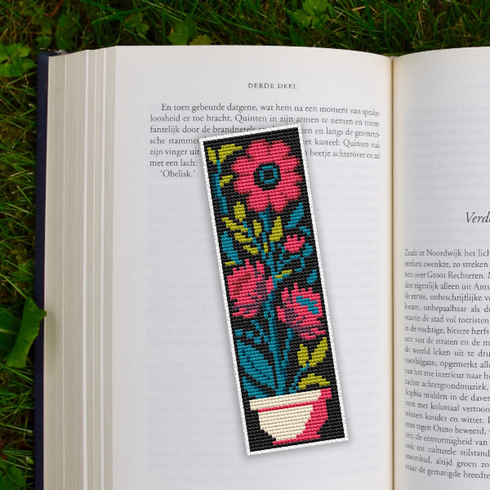 cross stitch pattern bookmark flowers