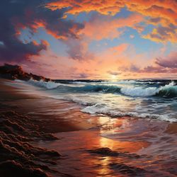 Serene Sunrise: Dawn's First Light on an Unspoiled Beach