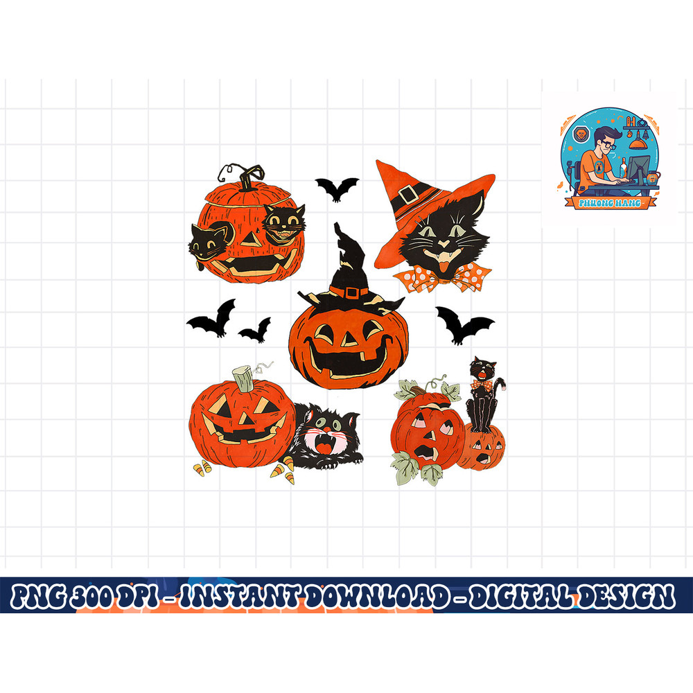 Vintage Halloween, Retro Halloween, Pumpkins, Black Cats png, sublimation copy.jpg