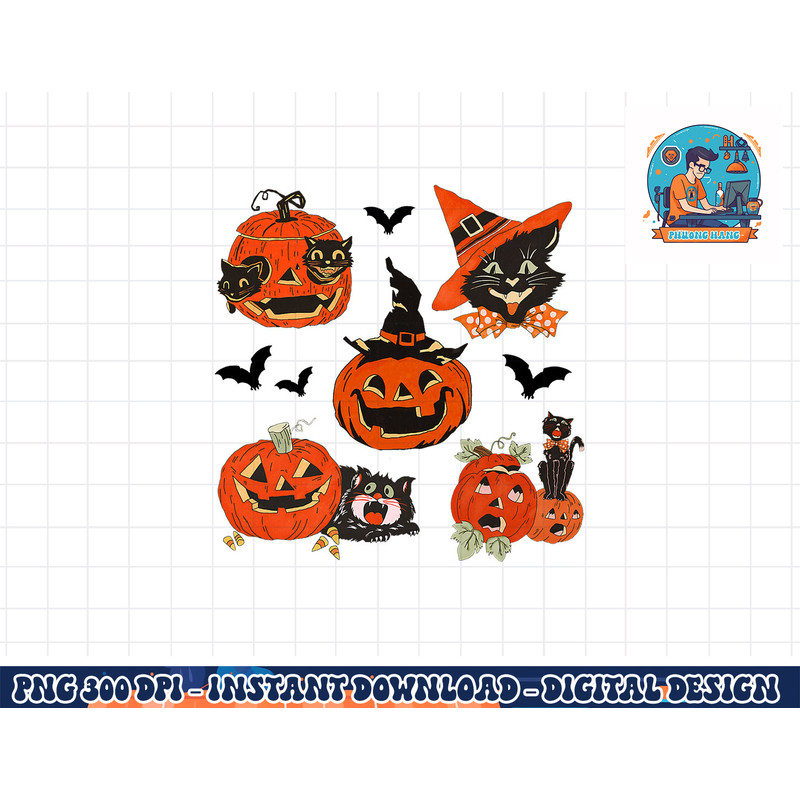 Vintage Halloween, Retro Halloween, Pumpkins, Black Cats png, sublimation copy.jpg