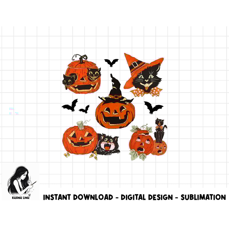 Vintage Halloween, Retro Halloween, Pumpkins, Black Cats png, sublimation copy.jpg