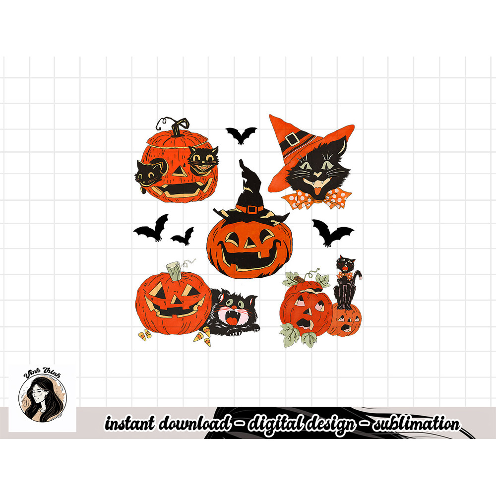 Vintage Halloween, Retro Halloween, Pumpkins, Black Cats png, sublimation copy.jpg