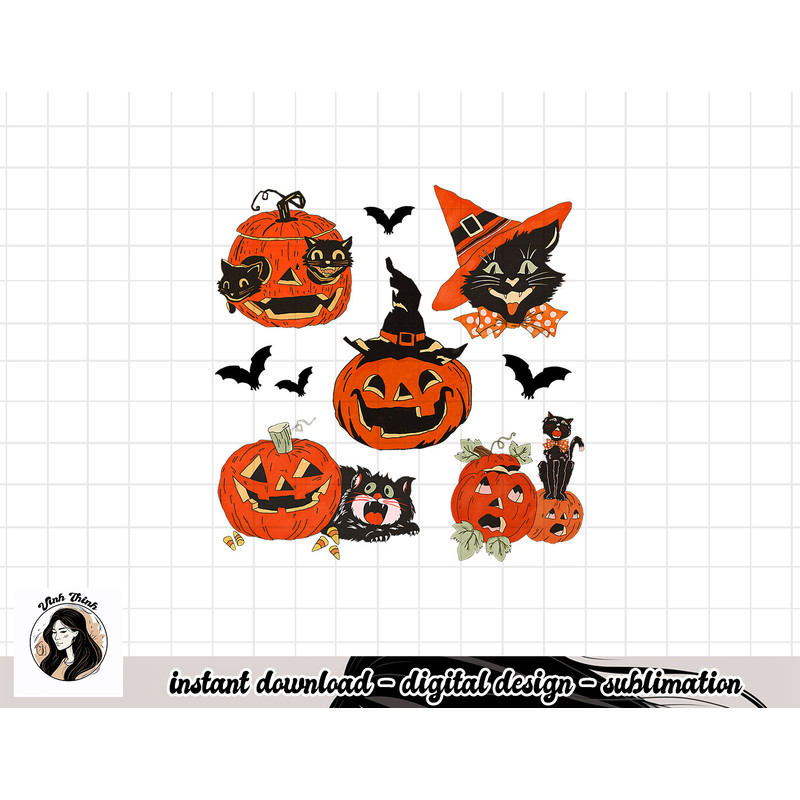 Vintage Halloween, Retro Halloween, Pumpkins, Black Cats png, sublimation copy.jpg