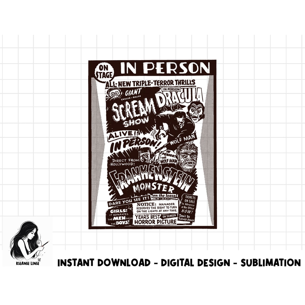 Vintage Horror Movie Monsters Wolfman Dracula Frankenstein png, sublimation copy.jpg