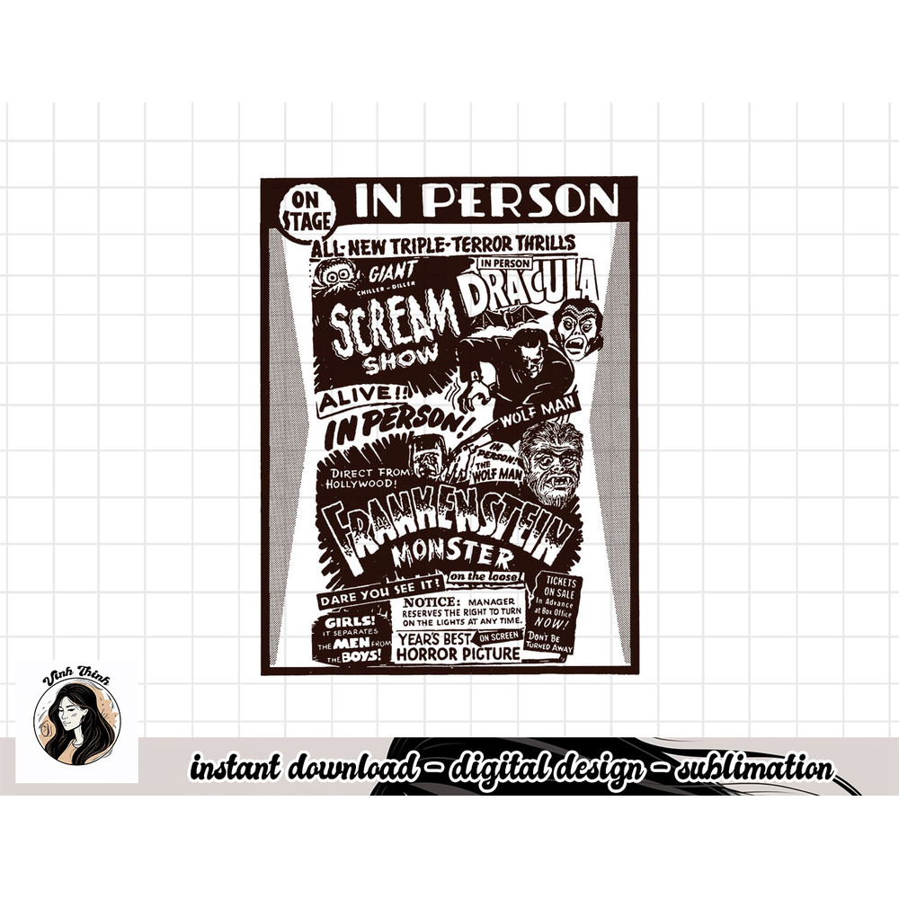 Vintage Horror Movie Monsters Wolfman Dracula Frankenstein png, sublimation copy.jpg
