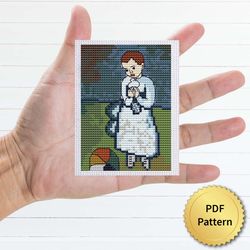 Child with a Dove by Pablo Picasso Cross Stitch Pattern. Miniature Art, Easy Tiny