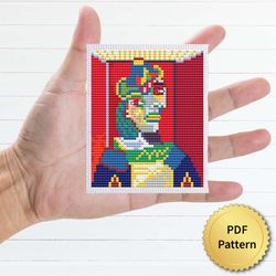 Bust of a Woman by Pablo Picasso Cross Stitch Pattern. Miniature Art, Easy Tiny