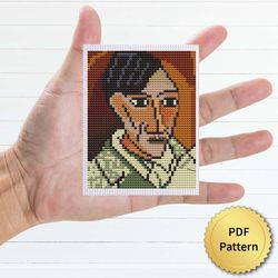 Self-portrait by Pablo Picasso Cross Stitch Pattern. Miniature Art, Easy Tiny