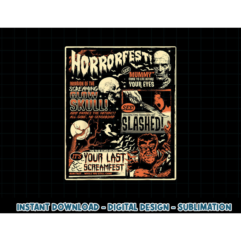 Vintage Horrorfest Movie Poster Terror Old Time Halloween png, sublimation copy.jpg