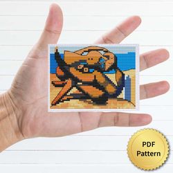 Figure at the seaside by Pablo Picasso Cross Stitch Pattern. Miniature Art, Easy Tiny