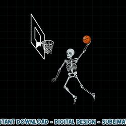 vintage skeleton basketball player dunking hoop halloween png, sublimation copy