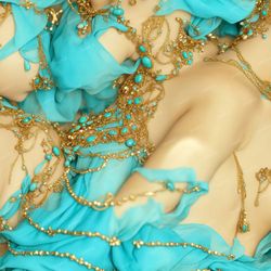 shabby chic turquoise and gold chains 43 seamless tileable repeating pattern
