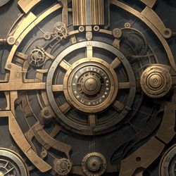steampunk bank vault door 42 seamless tileable repeating pattern
