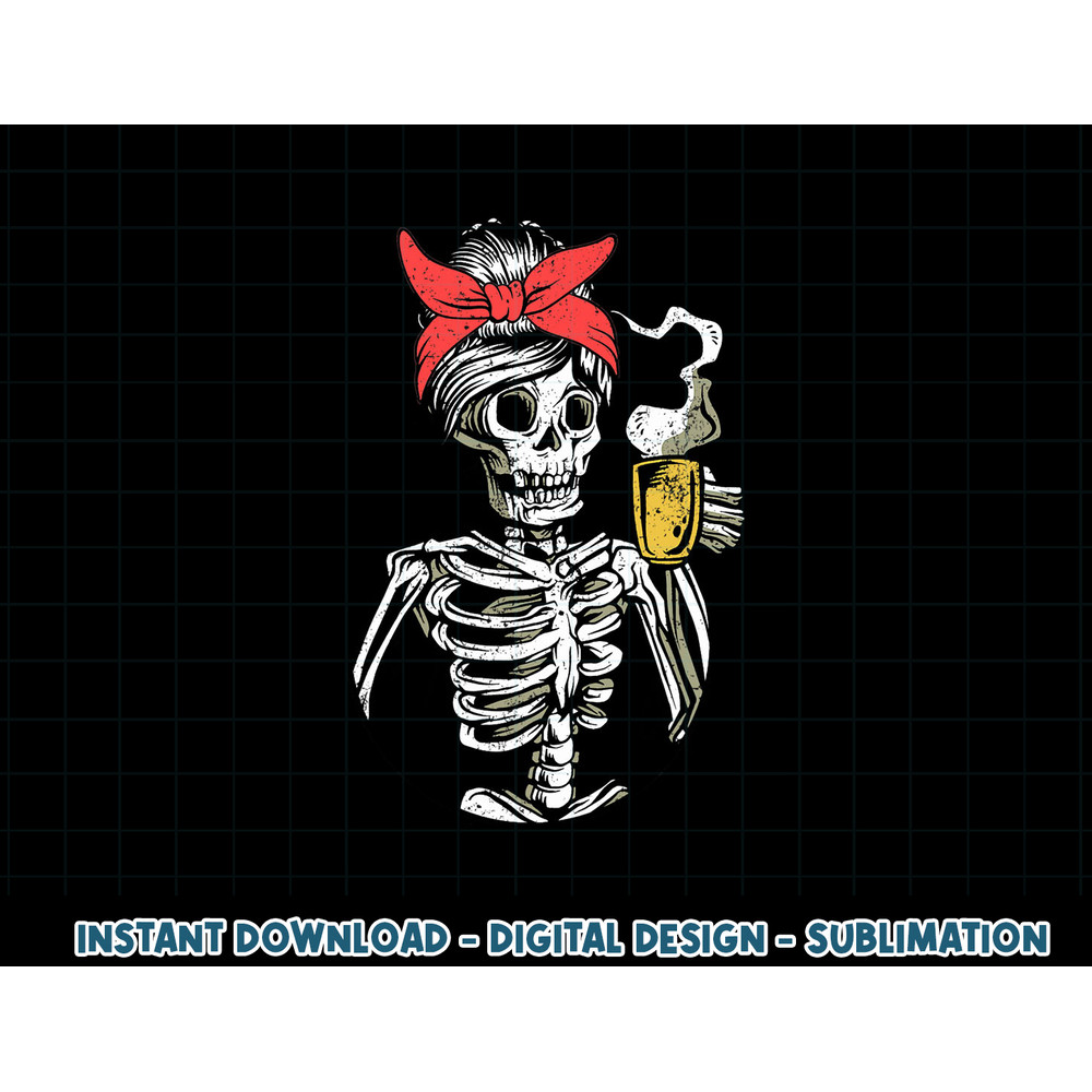 Women Coffee Drinking Skeleton Lazy Halloween Costume Scary png, sublimation copy.jpg