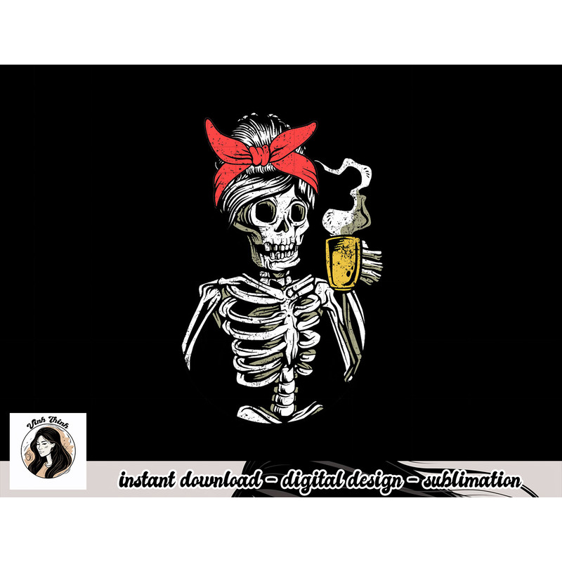 Women Coffee Drinking Skeleton Lazy Halloween Costume Scary png, sublimation copy.jpg