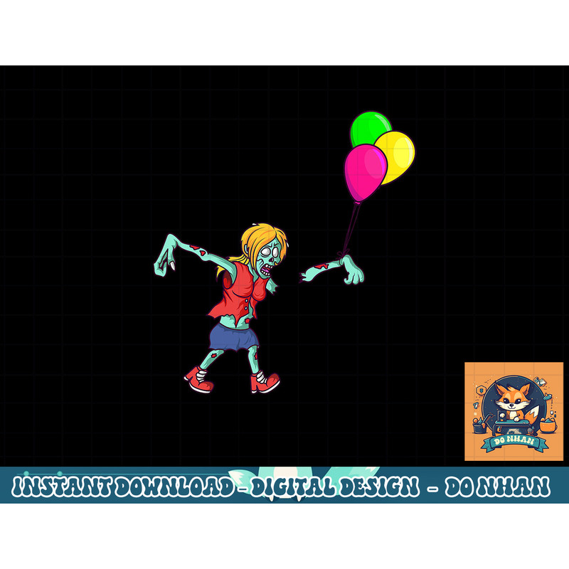 Zombie Birthday Balloon Cute Zombie Halloween png, sublimation copy.jpg