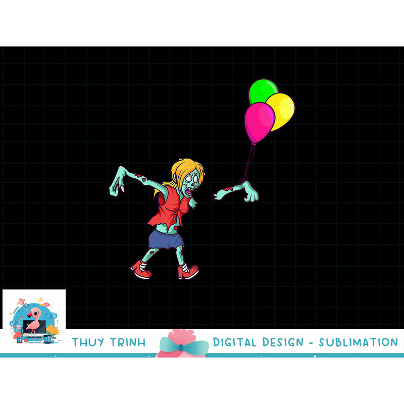 Zombie Birthday Balloon Cute Zombie Halloween png, sublimation copy.jpg